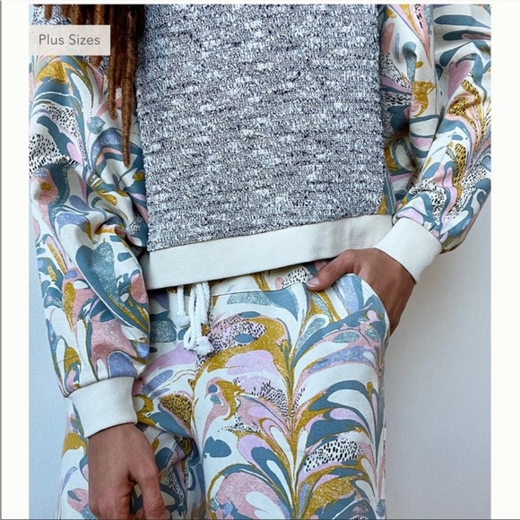 Anthropologie Floral Joggers 1X Saturday Sunday Pastel Colors - Picture 2 of 10